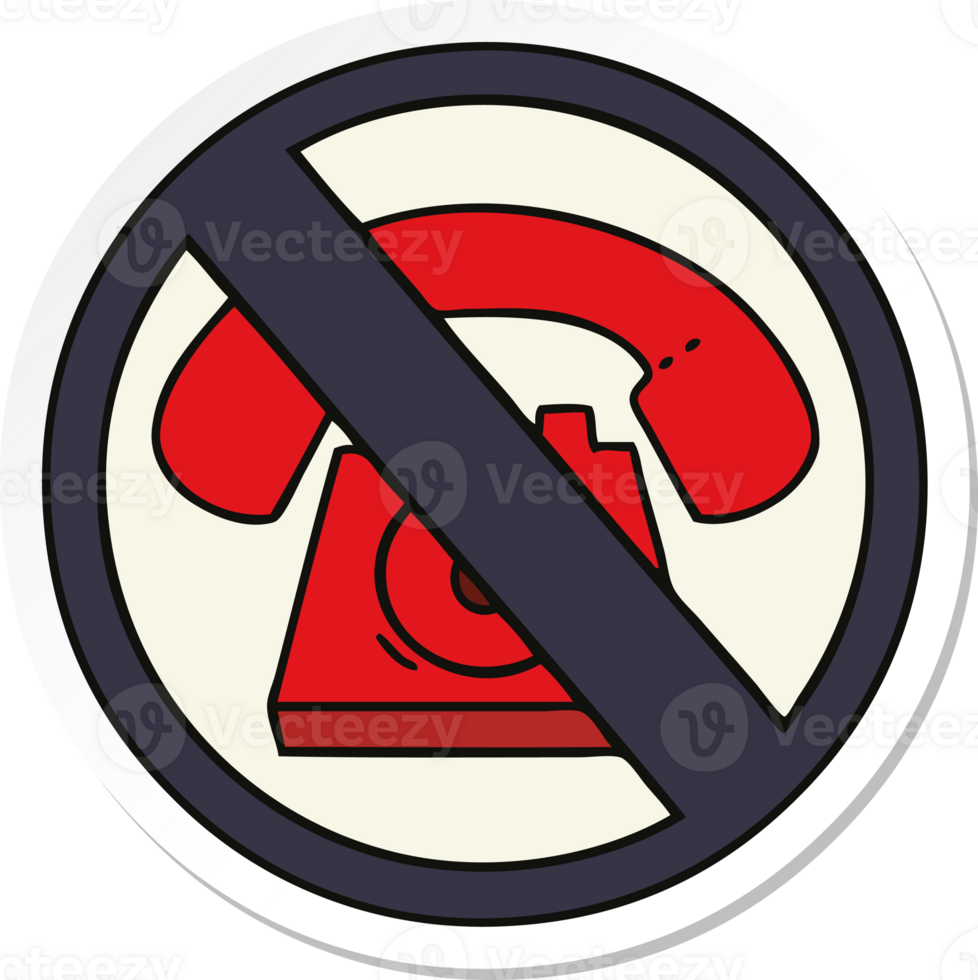 sticker of a cute cartoon no phones allowed sign png