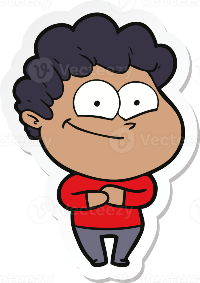sticker of a cartoon happy man png