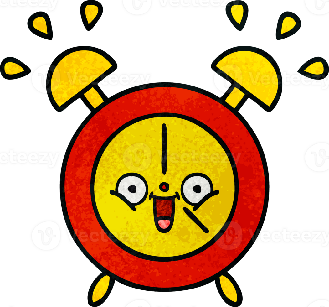 retro grunge texture cartoon of a alarm clock png