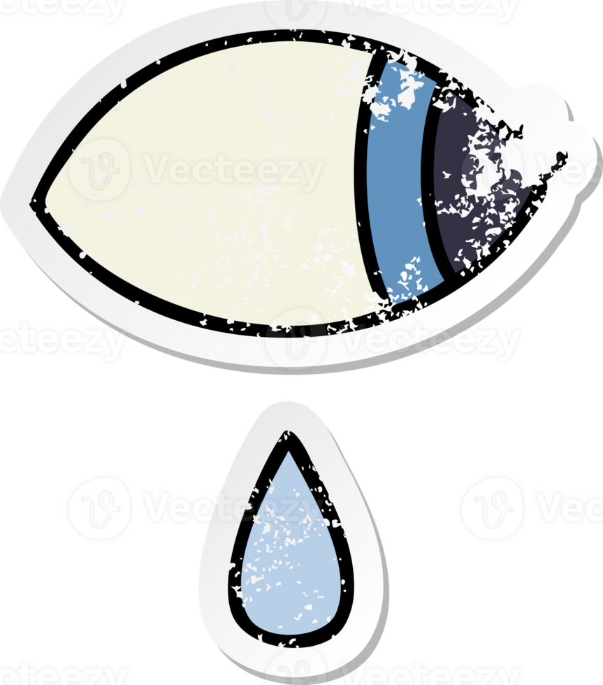 bedrövad klistermärke av en söt tecknad gråtande öga som tittar åt sidan png