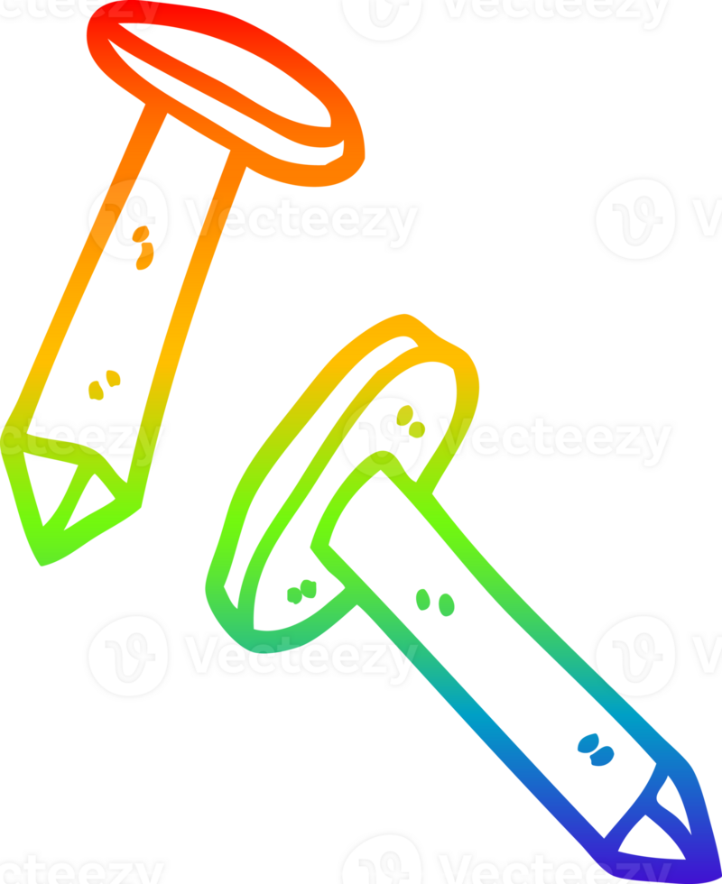 rainbow gradient line drawing of a cartoon nails png