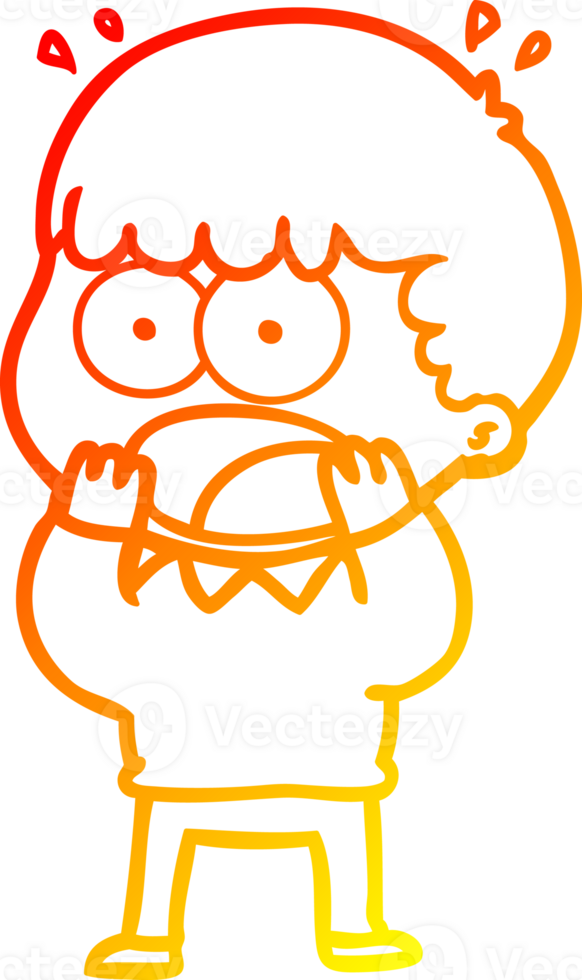warm gradient line drawing of a cartoon shocked man png