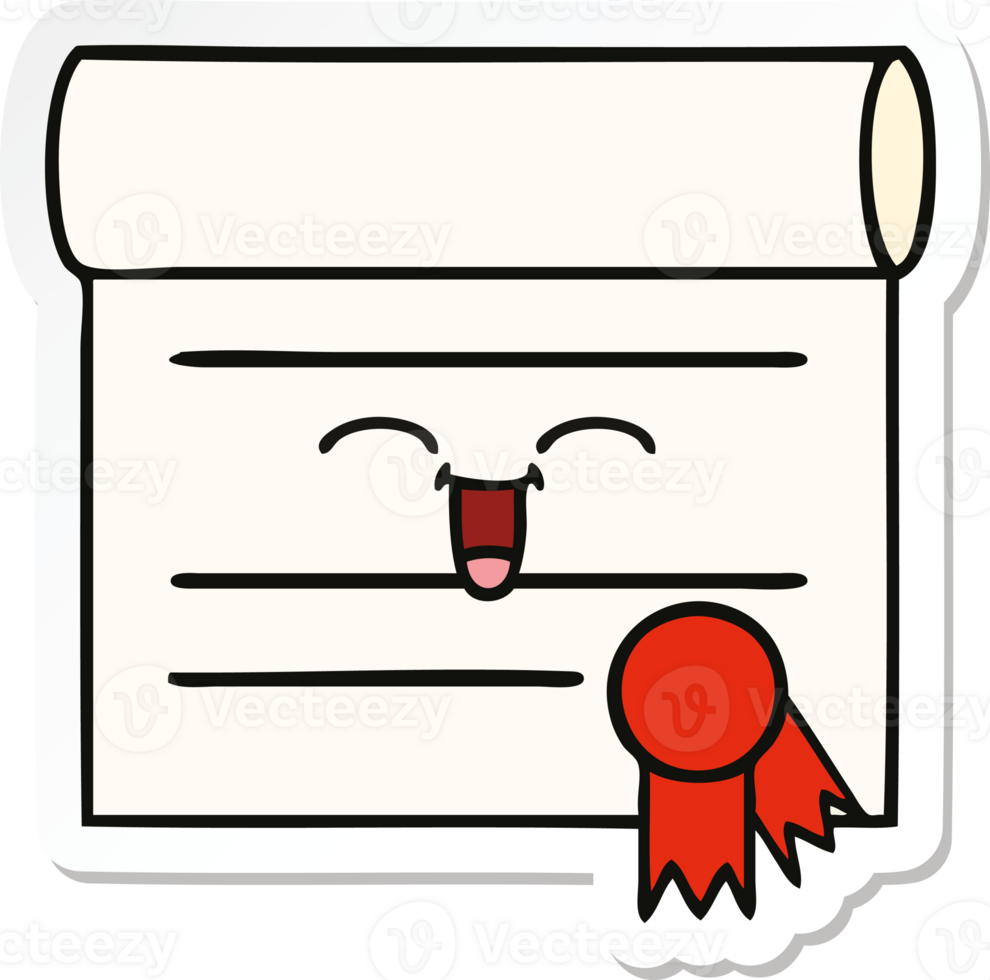 sticker of a cute cartoon certificate png