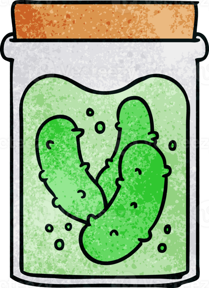 hand drawn textured cartoon doodle jar of pickled gherkins png