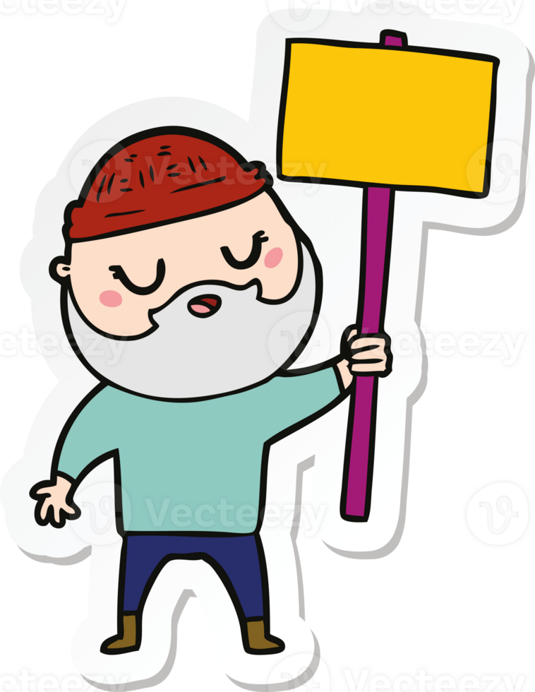 sticker of a cartoon man with beard png