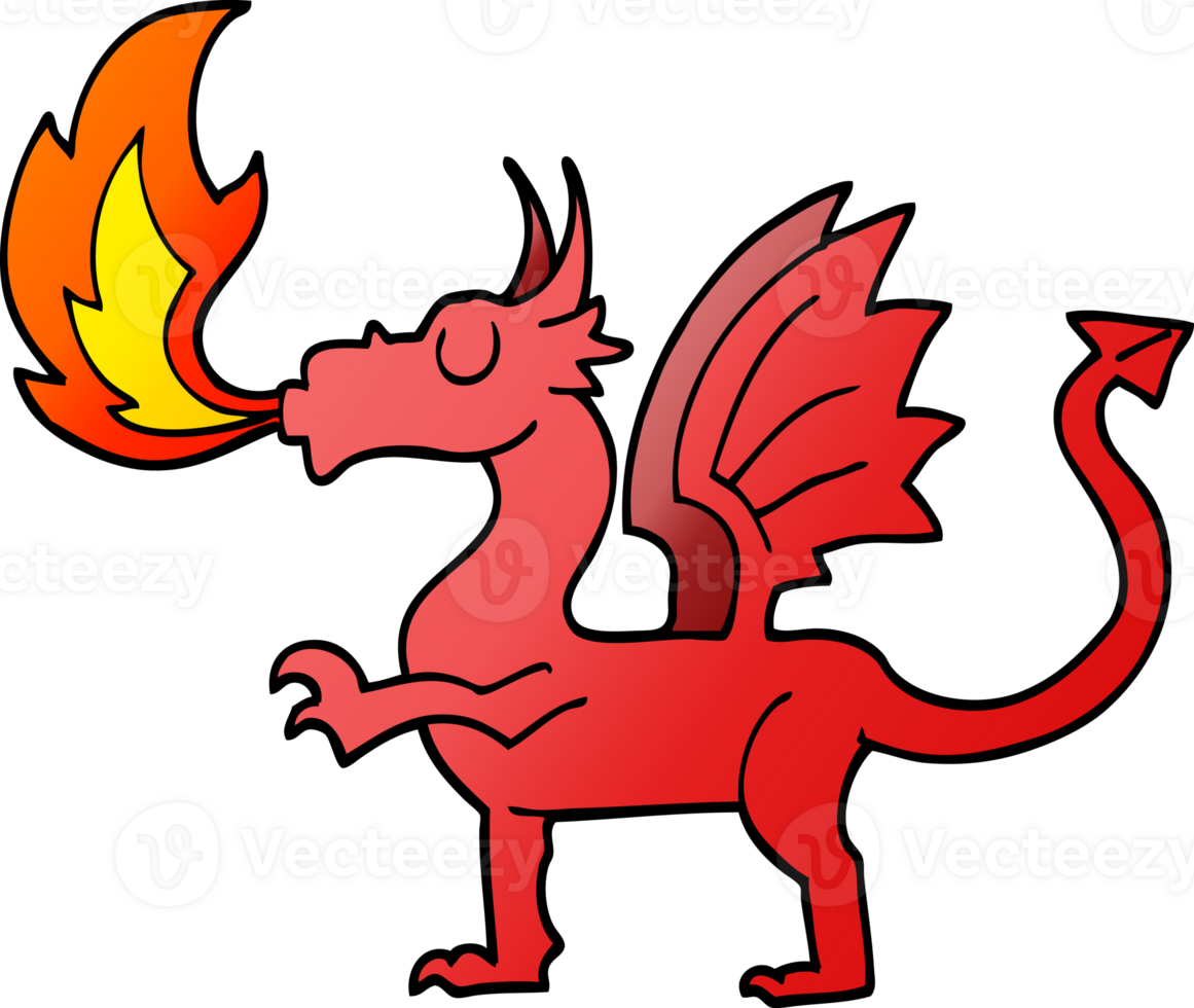 gradient illustration cartoon red dragon png
