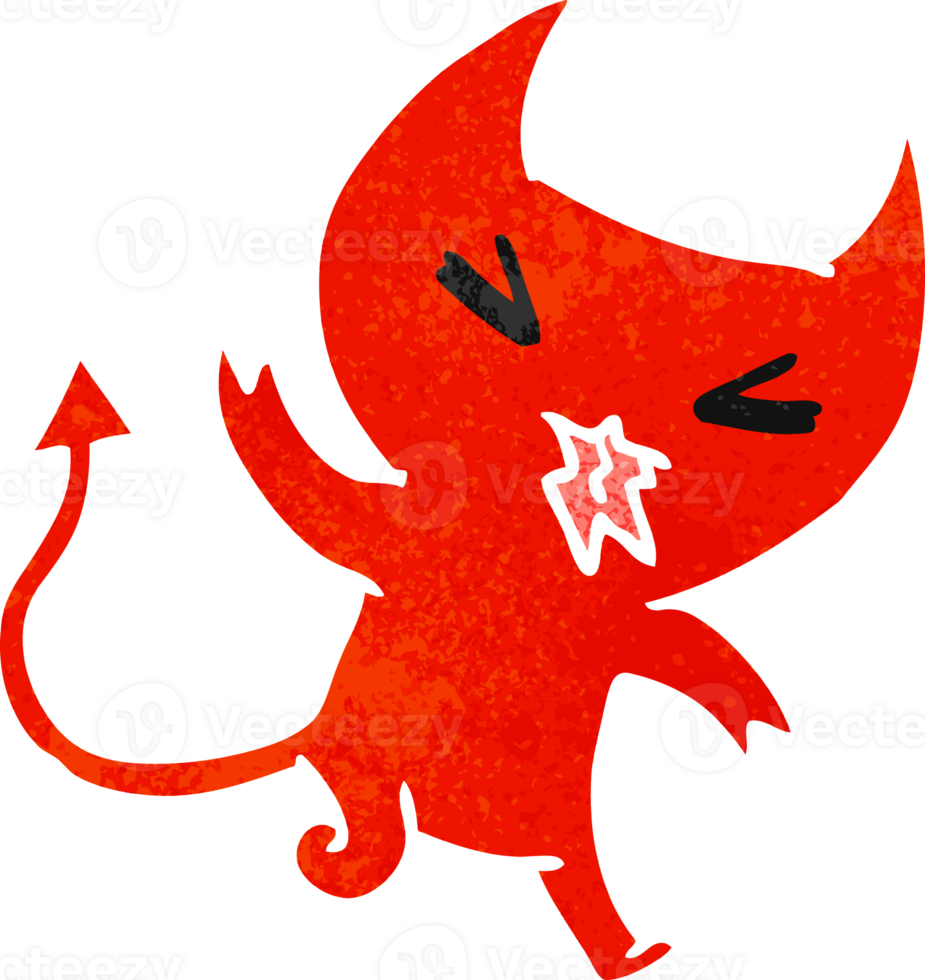 retro cartoon illustration of a kawaii cute demon png