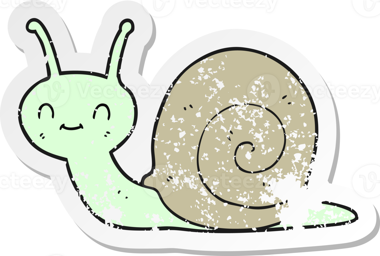 retro distressed sticker of a cartoon cute snail png