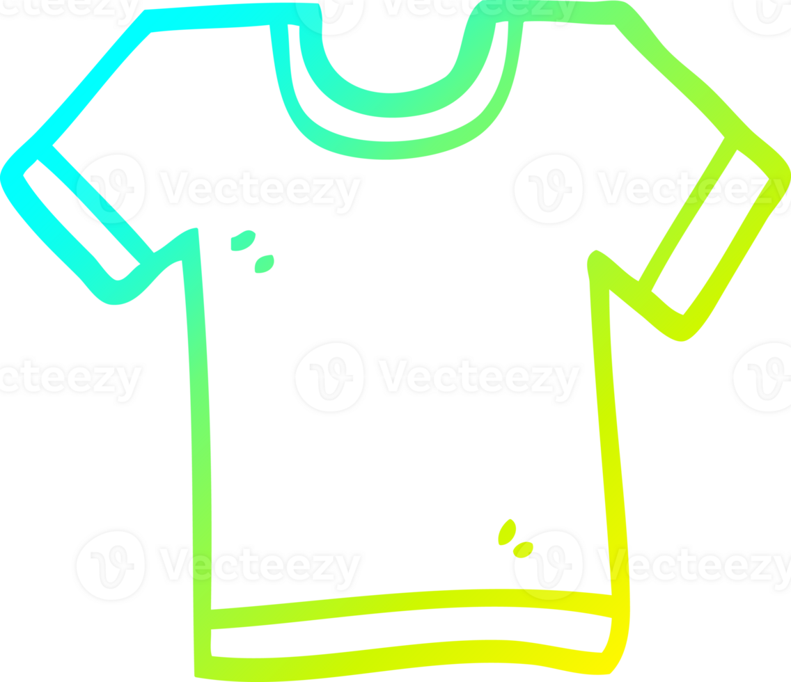 cold gradient line drawing of a cartoon tee shirt png