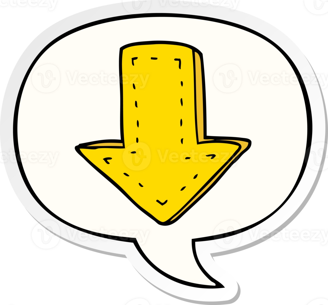 cartoon pointing arrow with speech bubble sticker png