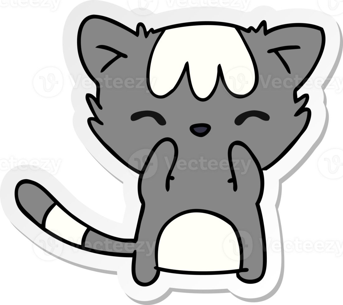 hand drawn sticker cartoon of cute kawaii cat png