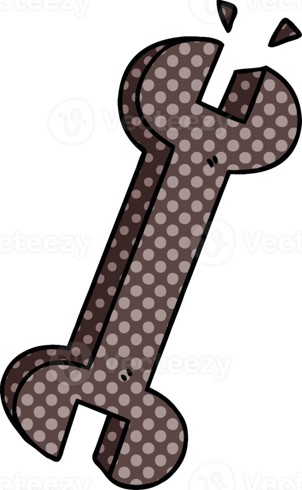 comic book style quirky cartoon spanner png