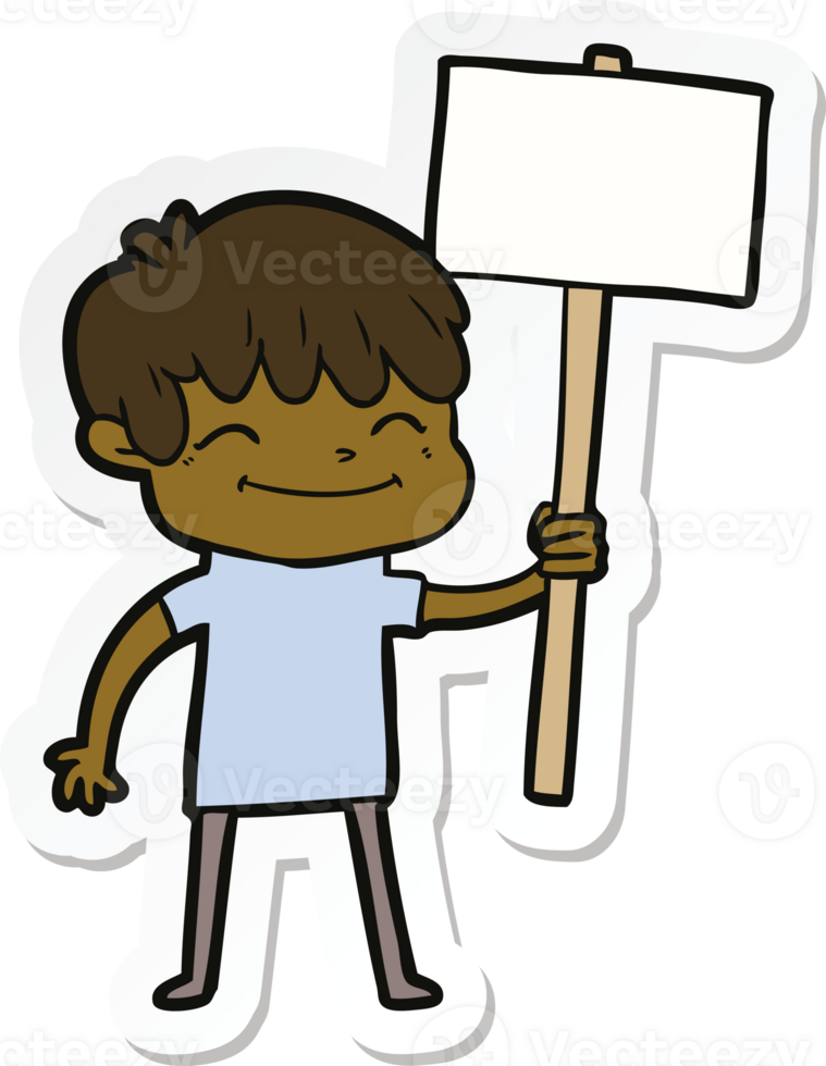 sticker of a cartoon happy boy png