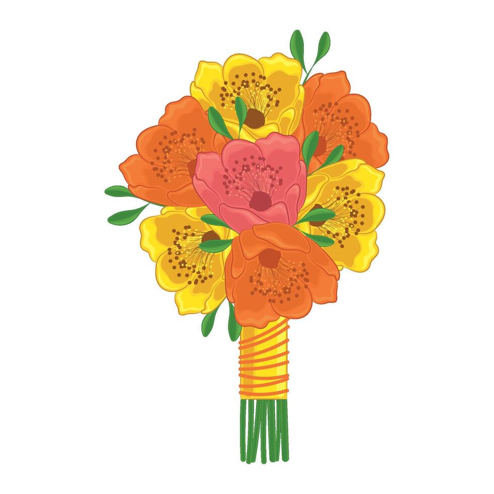 Realistic detailed flowers bouquet vector