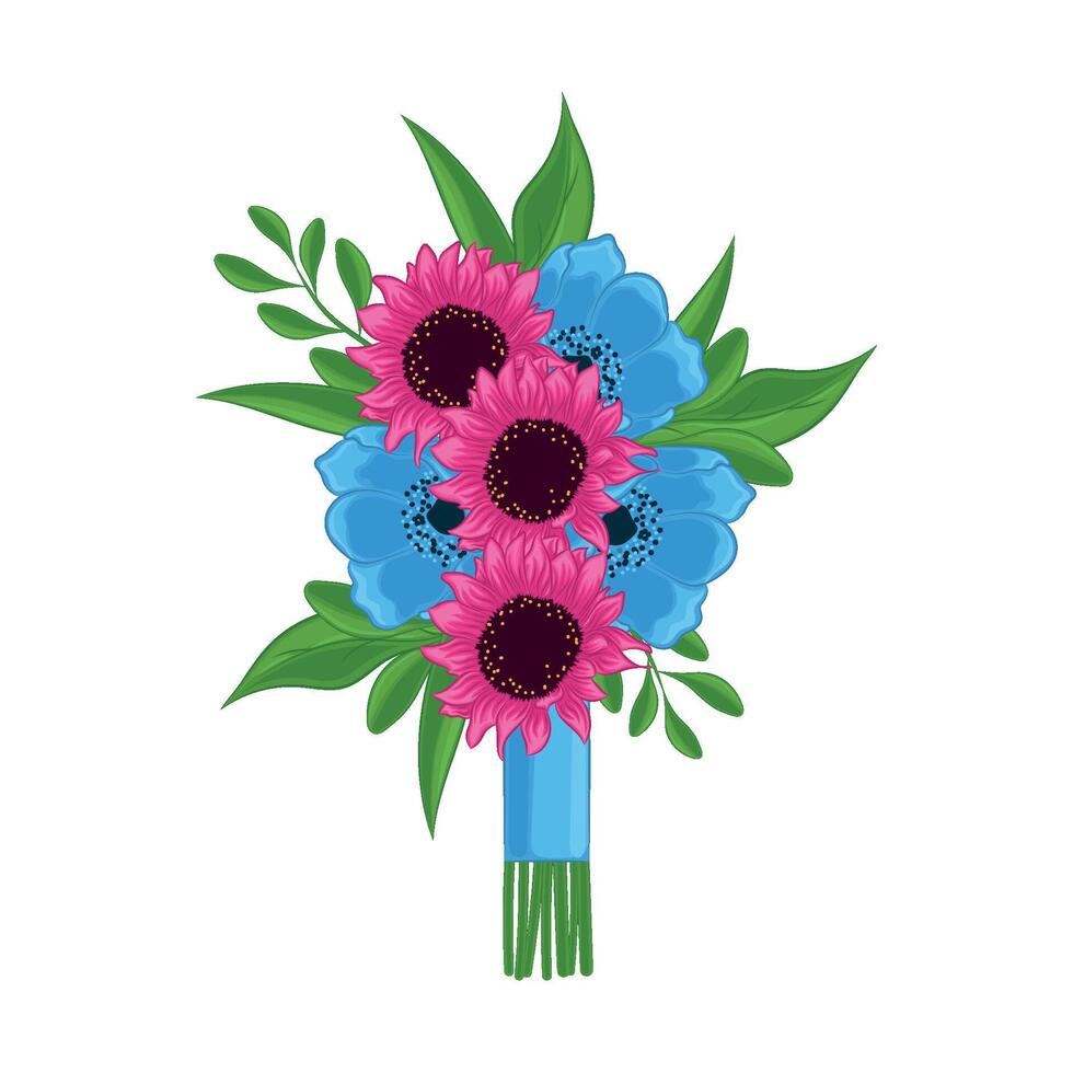 Realistic detailed flowers bouquet vector