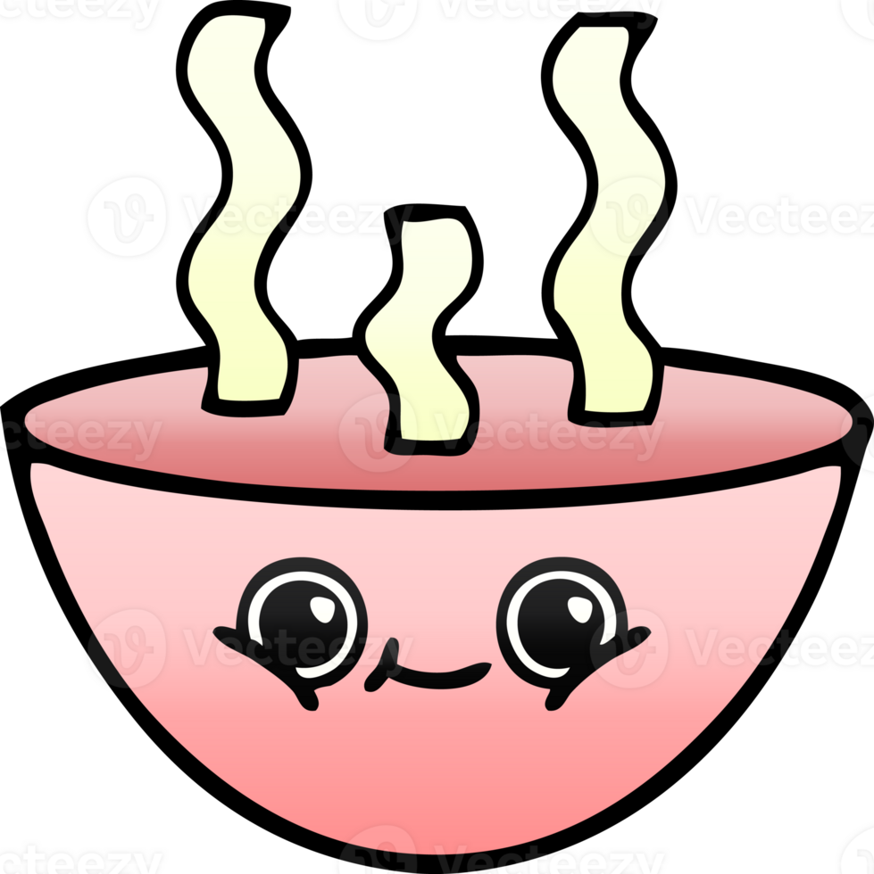 gradient shaded cartoon of a bowl of hot soup png