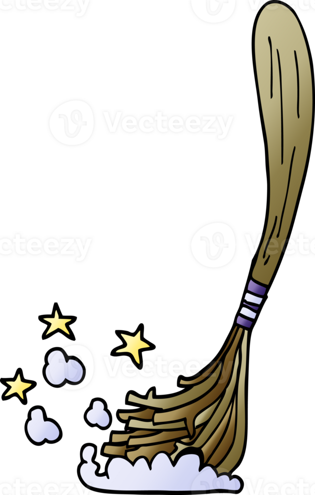 cartoon doodle magic broom png