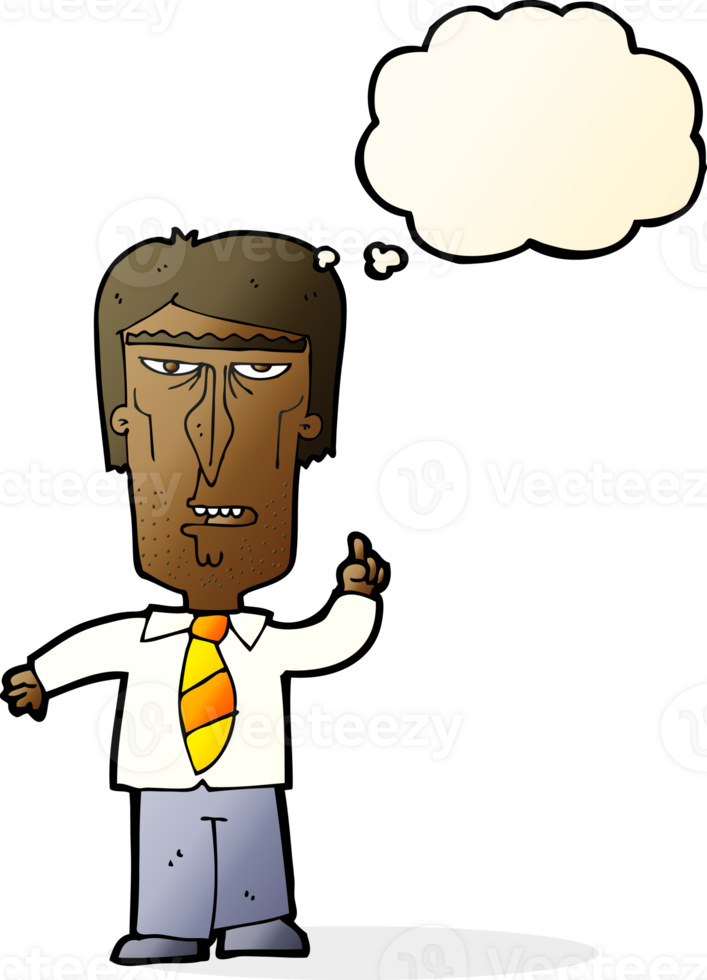 cartoon grumpy boss with thought bubble png