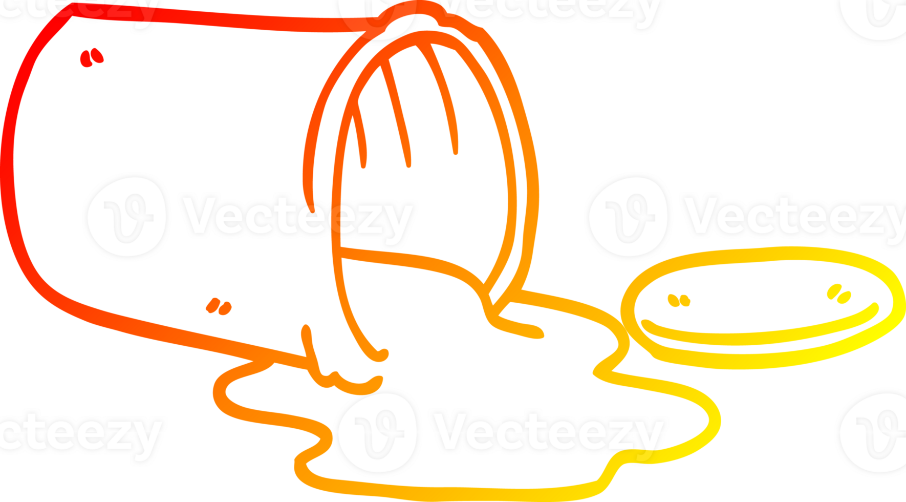 warm gradient line drawing of a cartoon spilt paint png