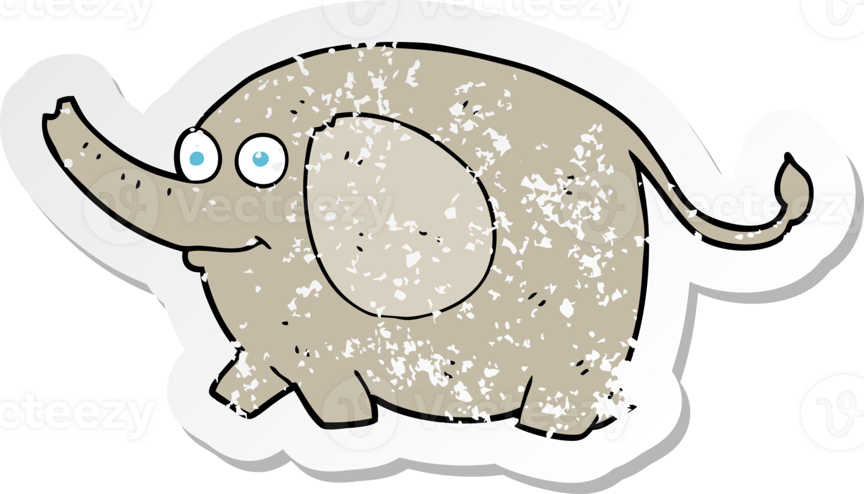 retro distressed sticker of a cartoon elephant png