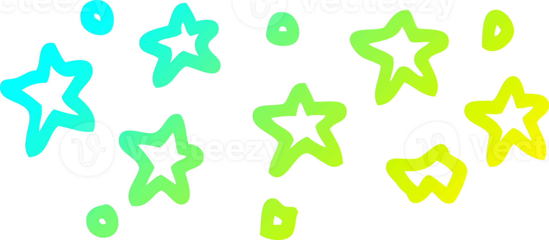 cold gradient line drawing of a cartoon stars png