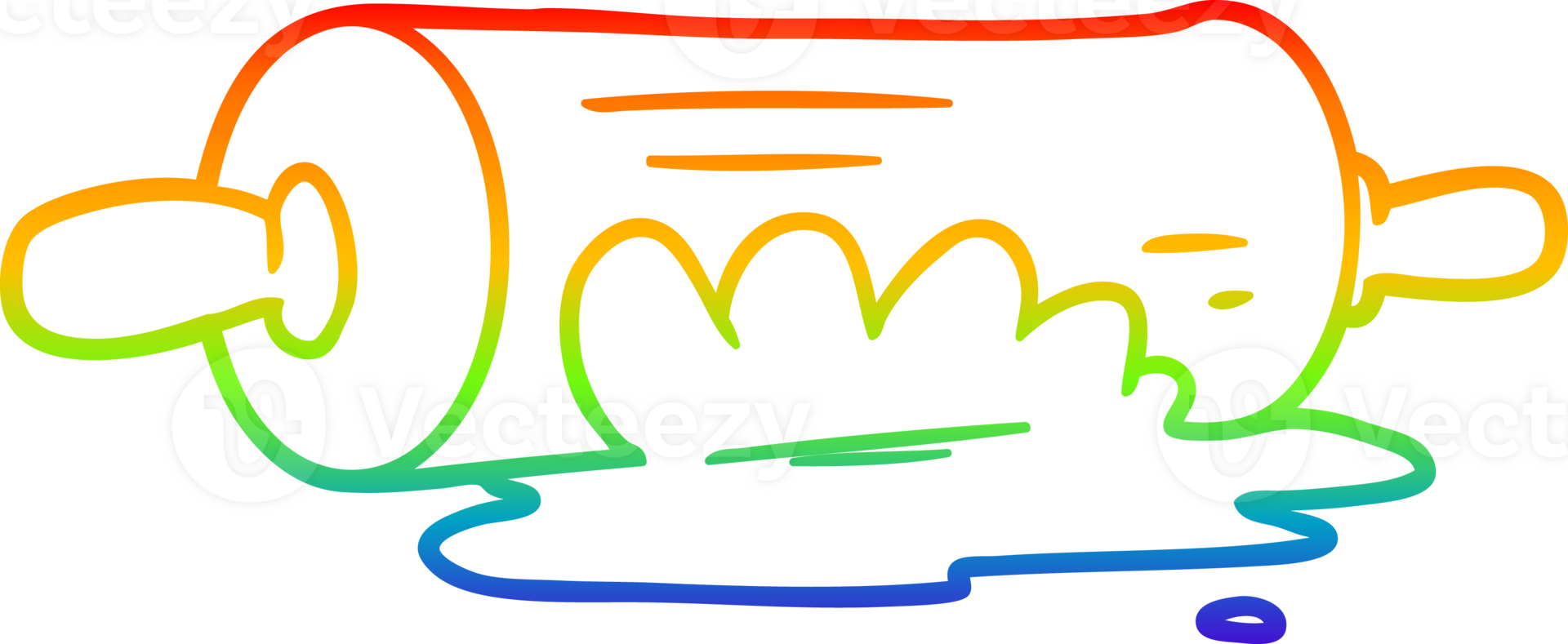 rainbow gradient line drawing of a cartoon rolling pin png