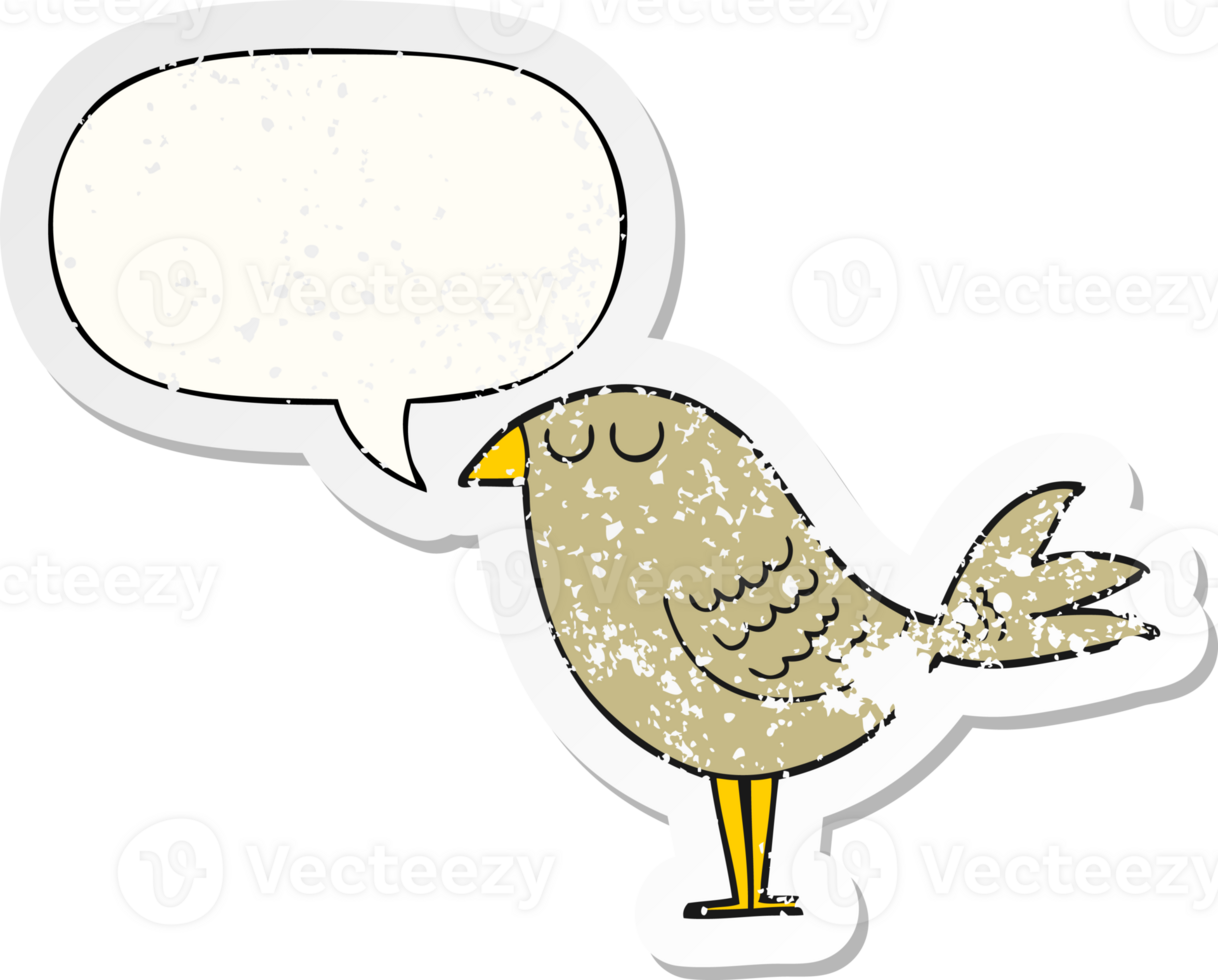 cartoon bird with speech bubble distressed distressed old sticker png
