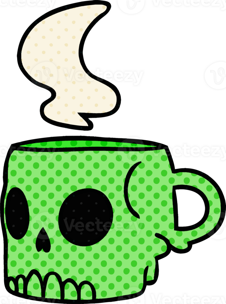 hand drawn cartoon doodle of a skull mug png