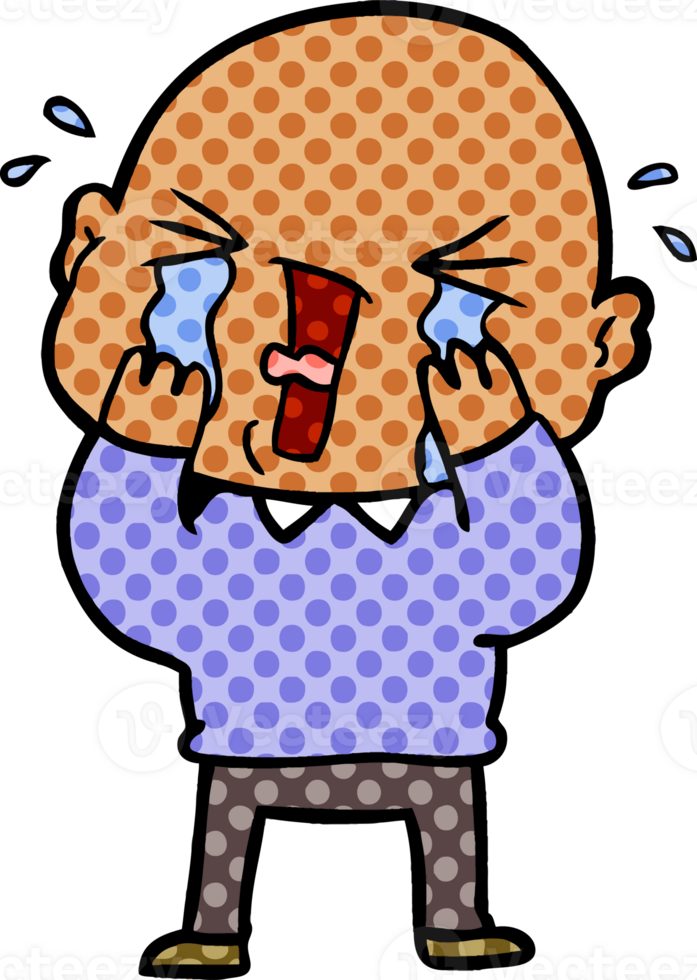 cartoon crying bald man png