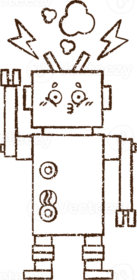 Robot Charcoal Drawing png