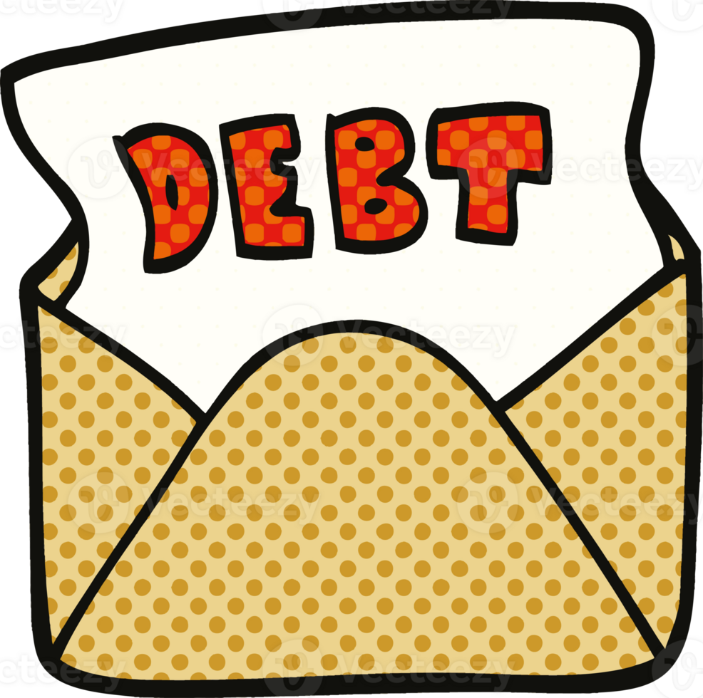comic book style cartoon debt letter png