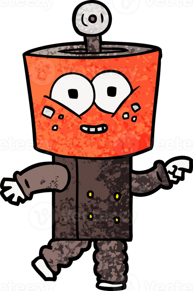 happy cartoon robot pointing png