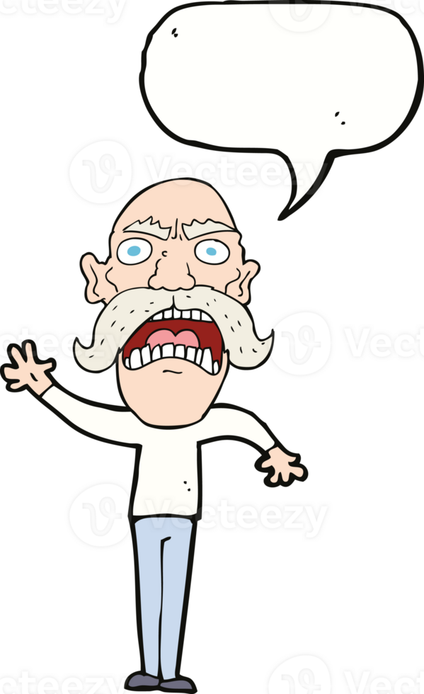 cartoon angry old man with speech bubble png