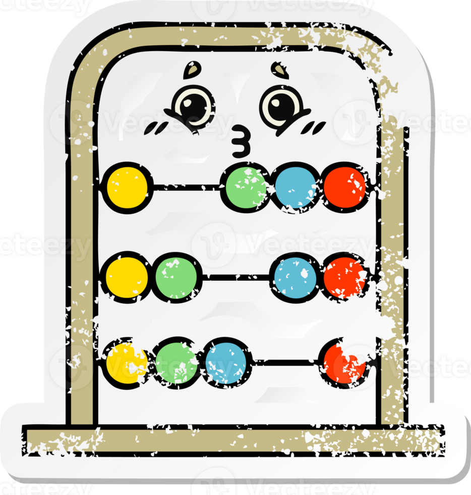 distressed sticker of a cute cartoon abacus png