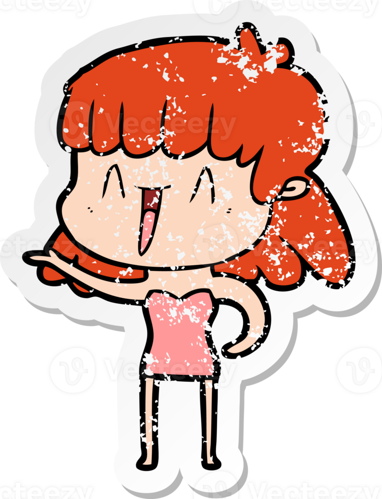 distressed sticker of a cartoon woman png