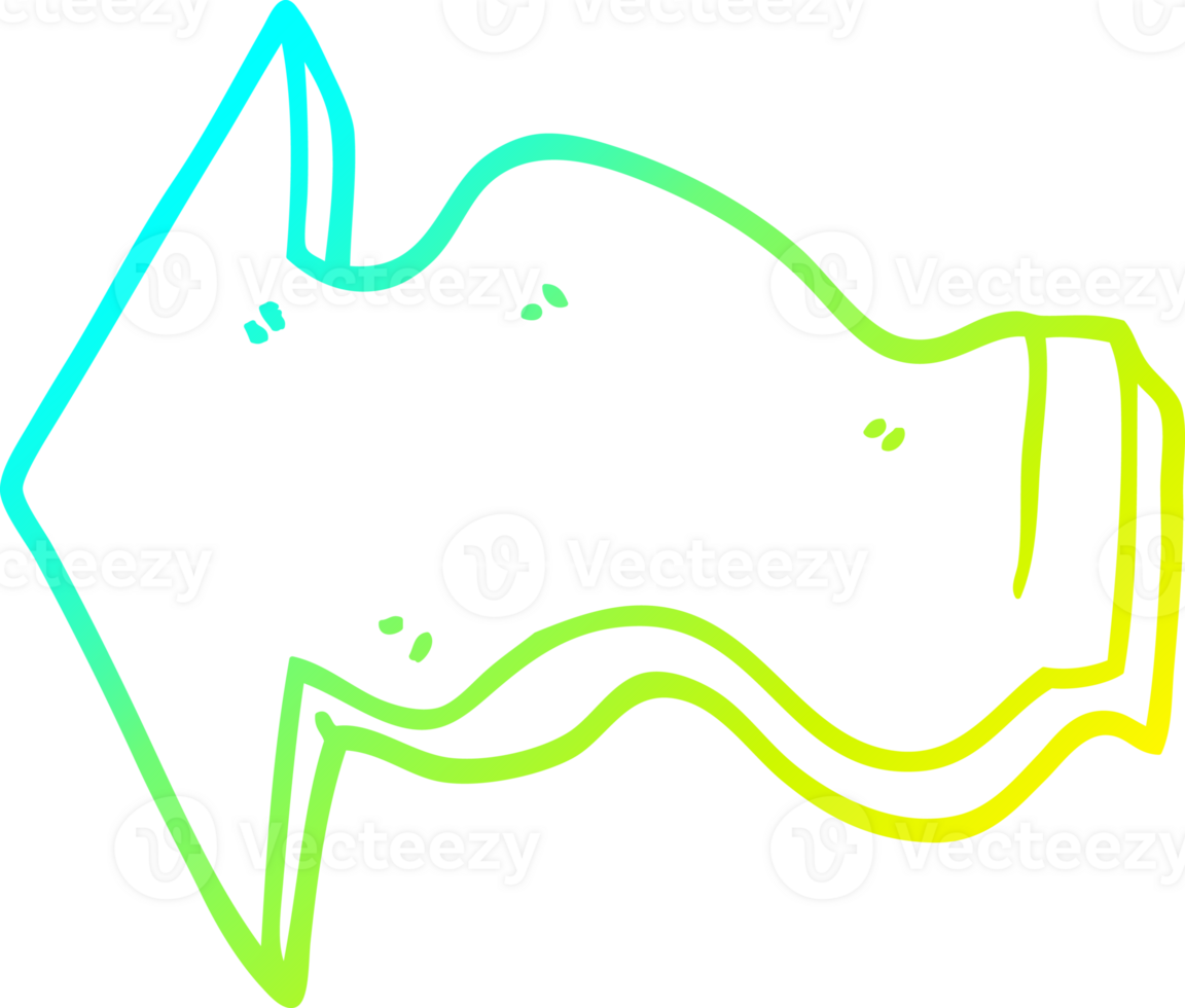 cold gradient line drawing of a cartoon pointing arrow png