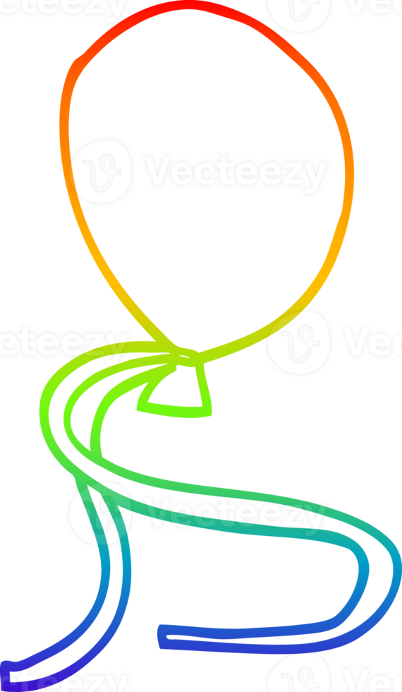 rainbow gradient line drawing of a cartoon ballon with string png