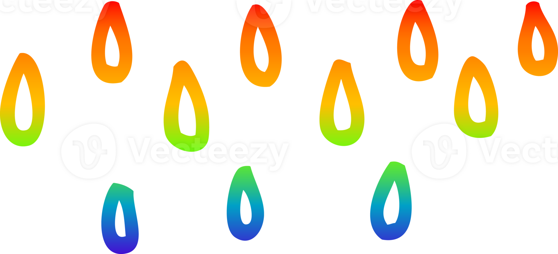 rainbow gradient line drawing of a cartoon rain png