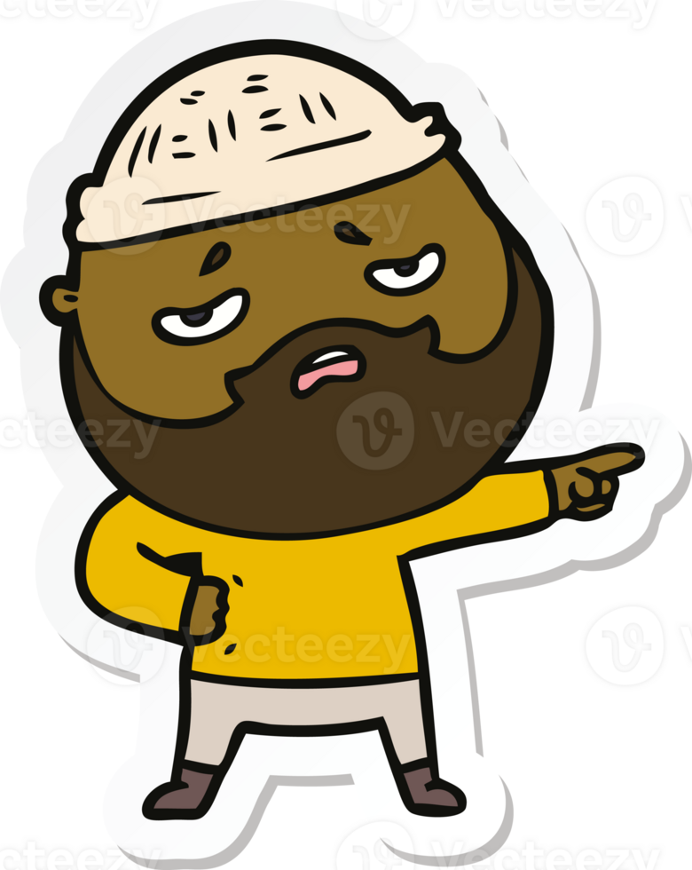 sticker of a cartoon worried man with beard png