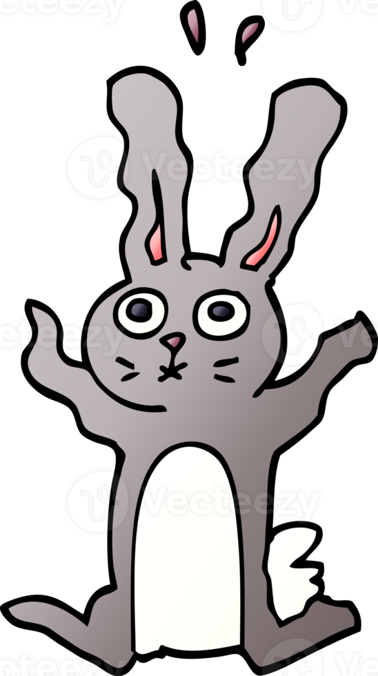 cartoon doodle frightened bunny png