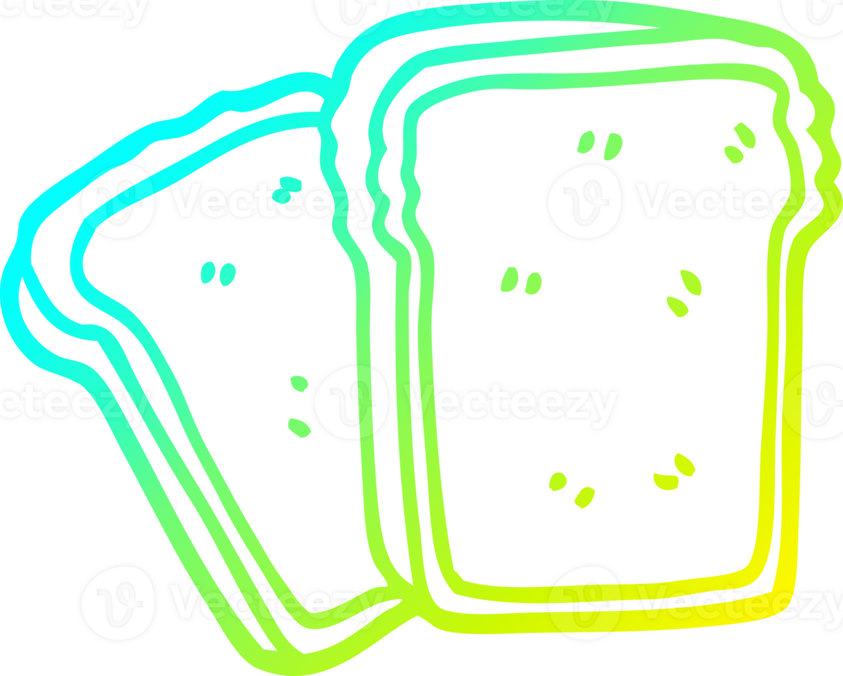 cold gradient line drawing of a cartoon toast png
