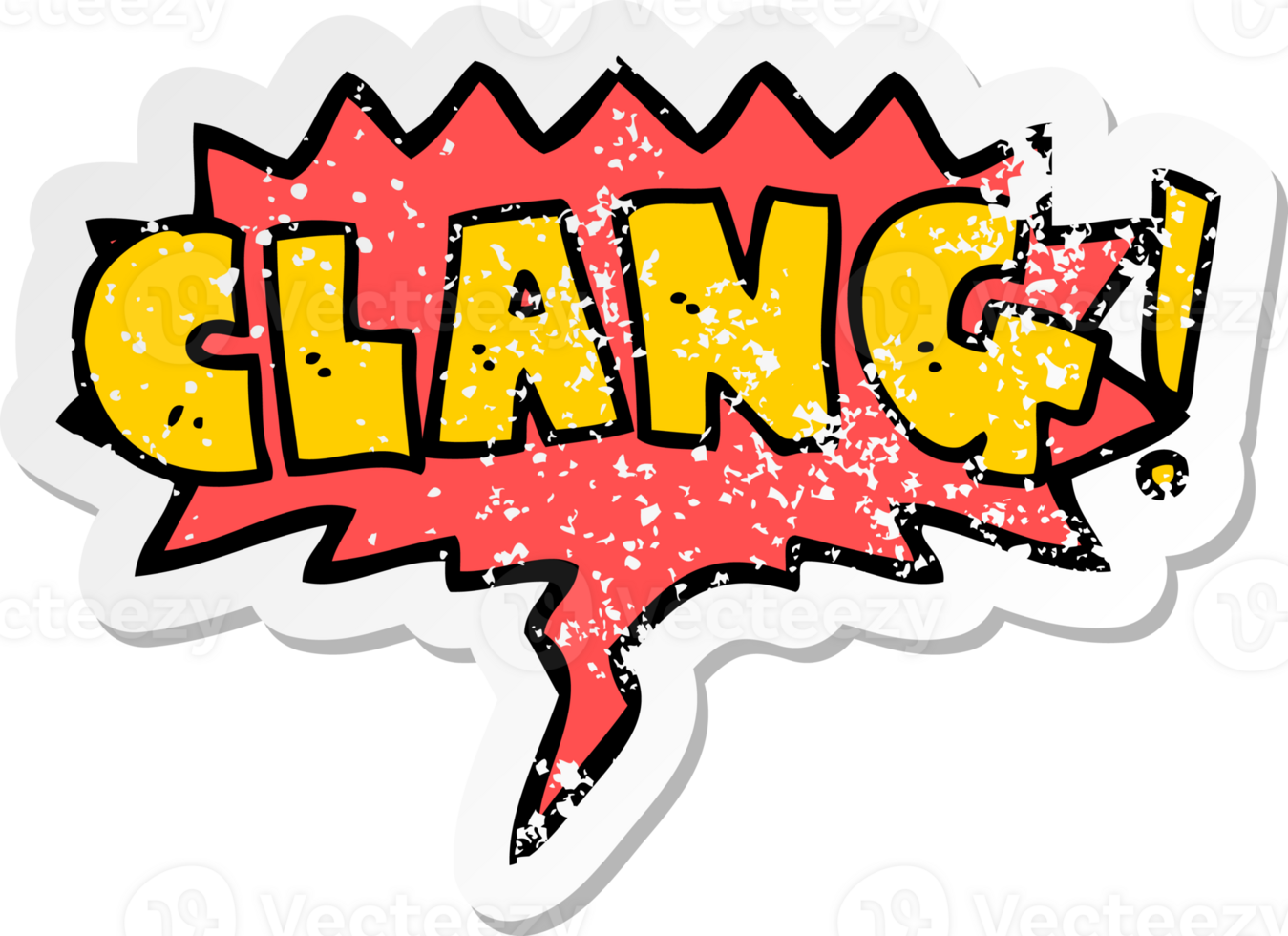 cartoon word clang with speech bubble distressed distressed old sticker png