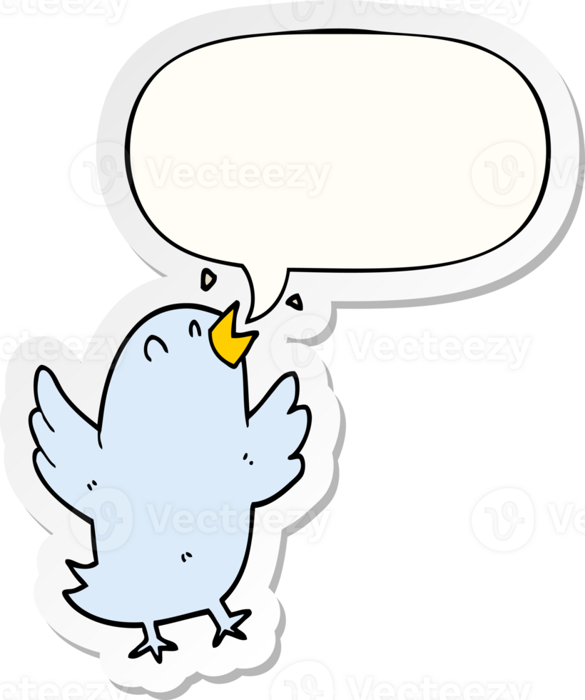 cartoon bird singing with speech bubble sticker png