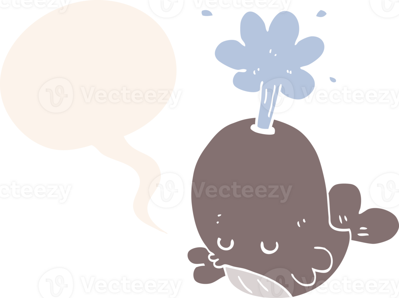 cartoon spouting whale with speech bubble in retro style png