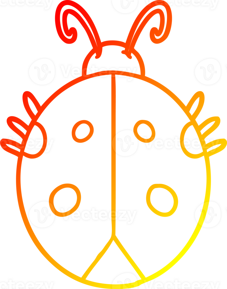 warm gradient line drawing of a cartoon ladybug png