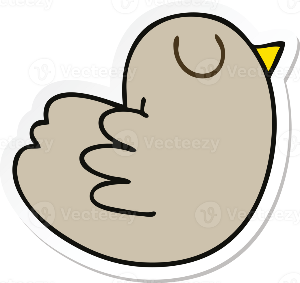 sticker of a quirky hand drawn cartoon bird png