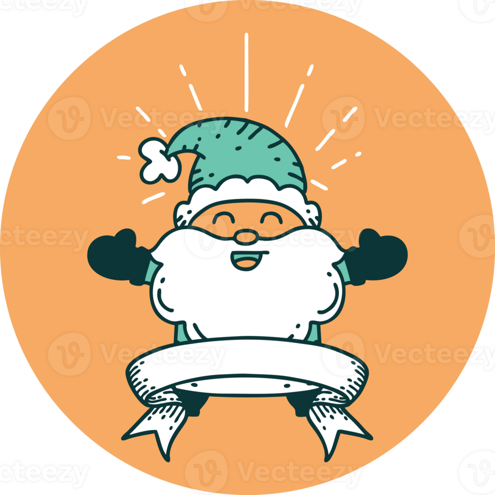 icon of a tattoo style happy santa claus christmas character png