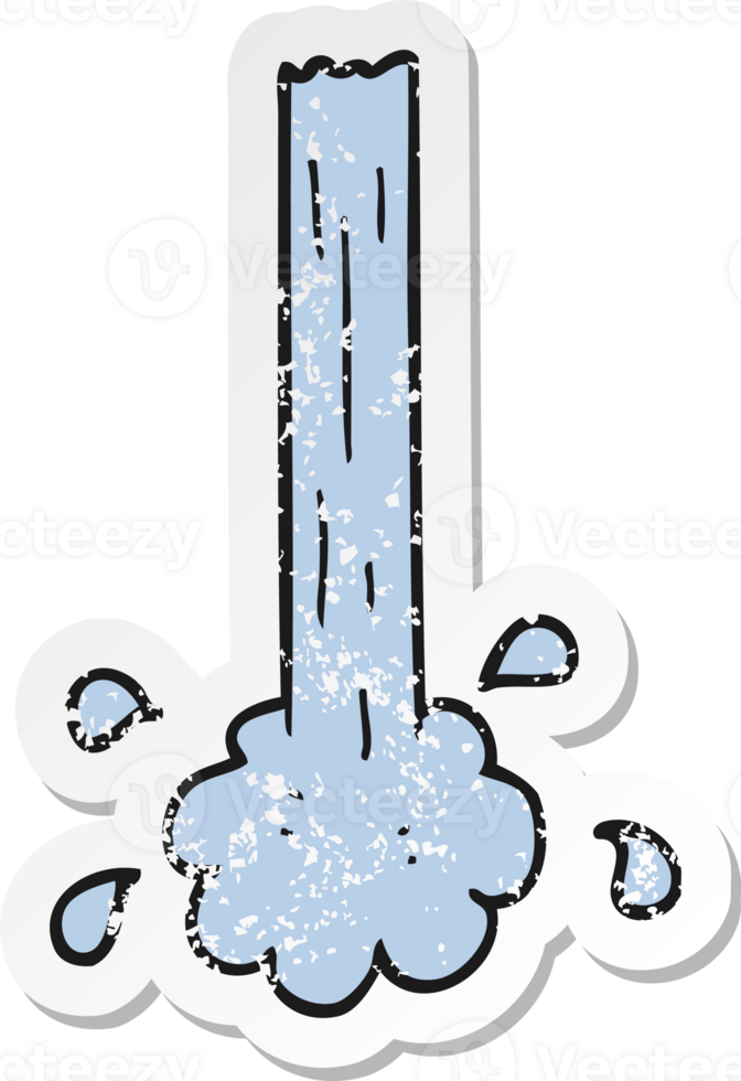 retro distressed sticker of a cartoon pouring water png