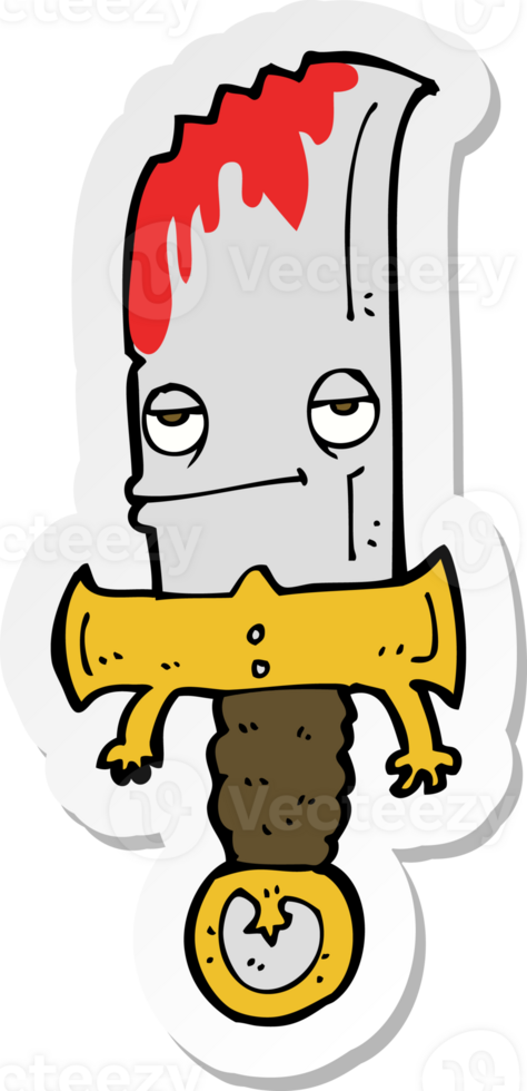 sticker of a bloody knife cartoon character png