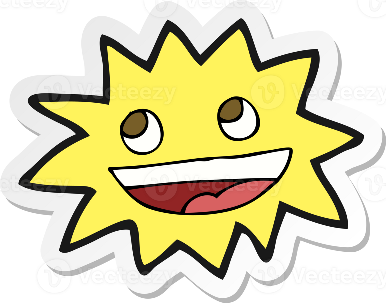 sticker of a cartoon star with face png